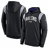 Men's Baltimore Ravens Black Sideline Stack Performance Pullover Hoodie,baseball caps,new era cap wholesale,wholesale hats